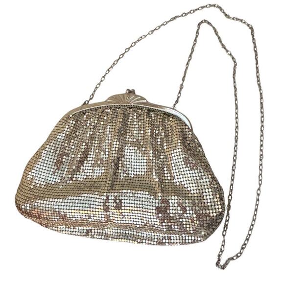 Whiting & Davis Mesh Clamshell Mini Bag Link Chain Strap Silver - Picture 1 of 7